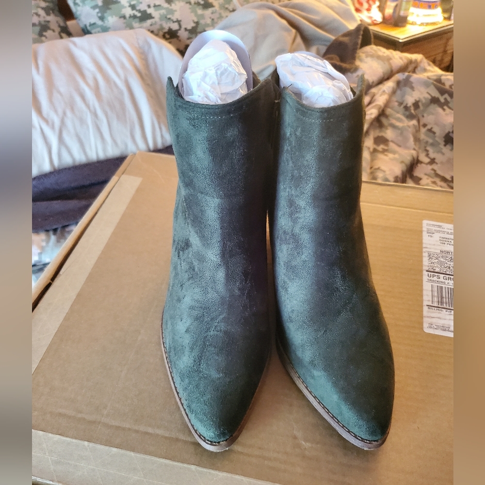Green Suede Ankle Boots